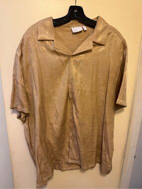 ASOS Light Gold Short Sleeve Button-Down Shirt